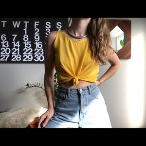 Yellow 100% Silk Sleeveless Shirt
